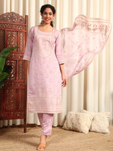 Women Floral Printed Straight Kurta With Trouser & Dupatta