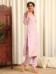 Women Floral Printed Straight Kurta With Trouser & Dupatta