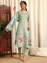Women Women Floral Embroidered Kurta With Trousers & Dupatta Set