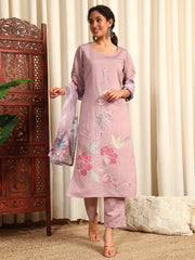 Women Women Floral Embroidered Kurta With Trousers & Dupatta Set