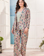 Women's Co-ord Cotton Blend Printed Long Sleeve Blazer Top and Full Length Pant Western Dress