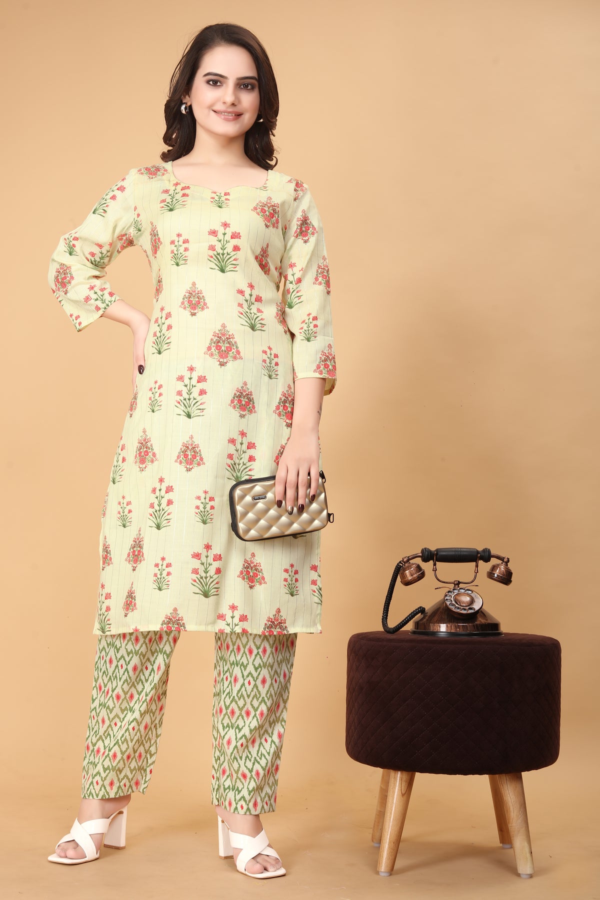 Printed Women Cotton Kurta Set