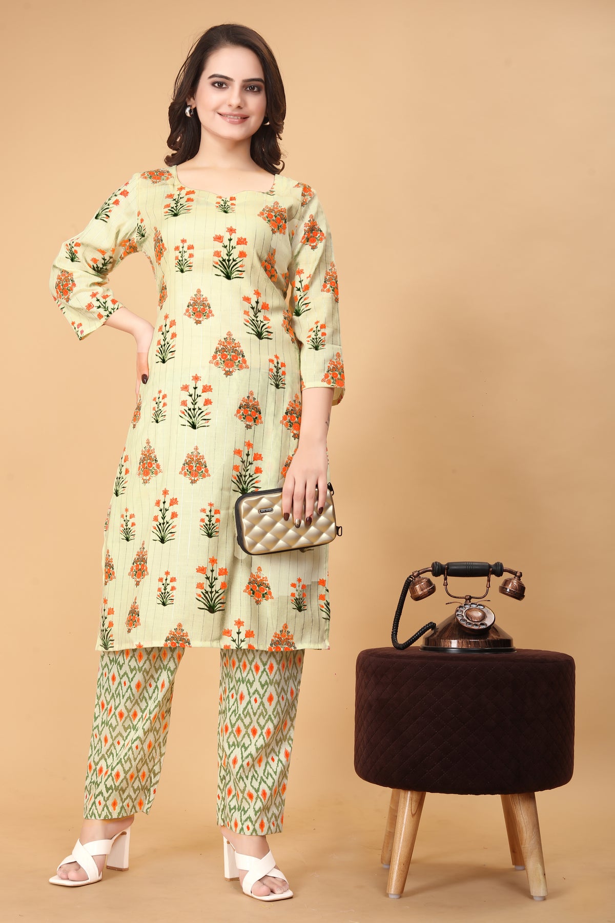 Printed Women Cotton Kurta Set