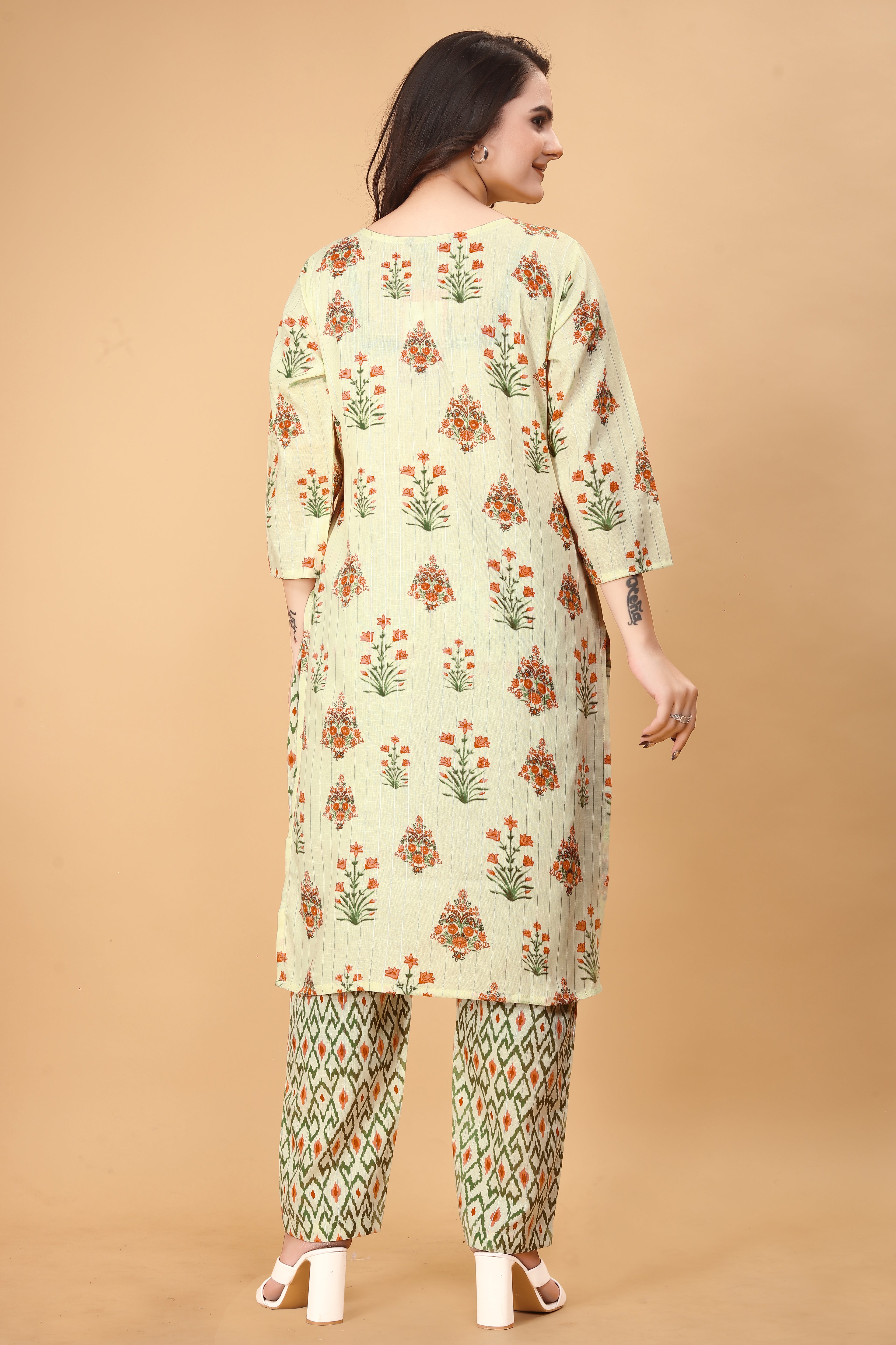 Printed Women Cotton Kurta Set