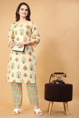 Printed Women Cotton Kurta Set