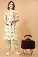 Printed Women Cotton Kurta Set