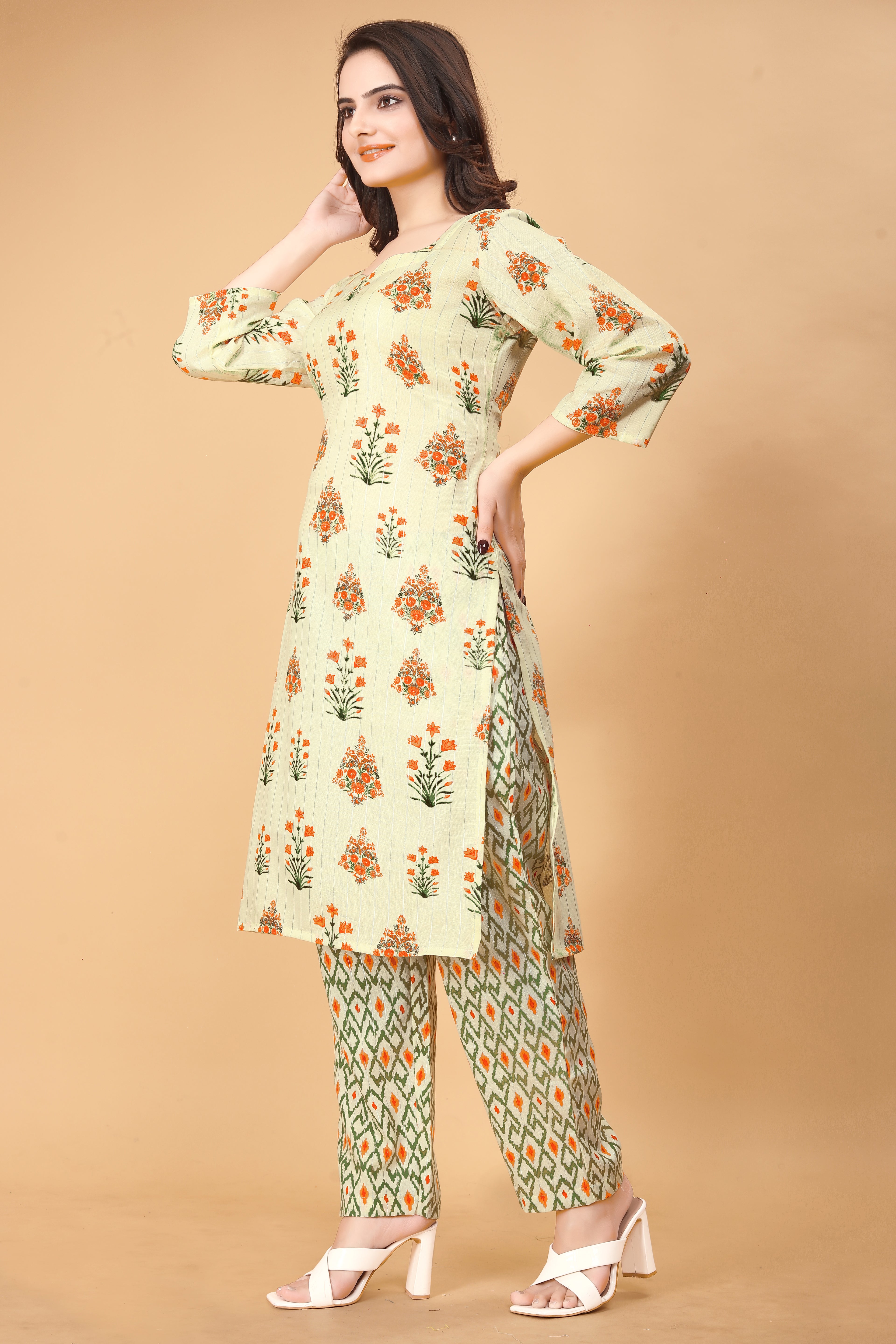 Printed Women Cotton Kurta Set