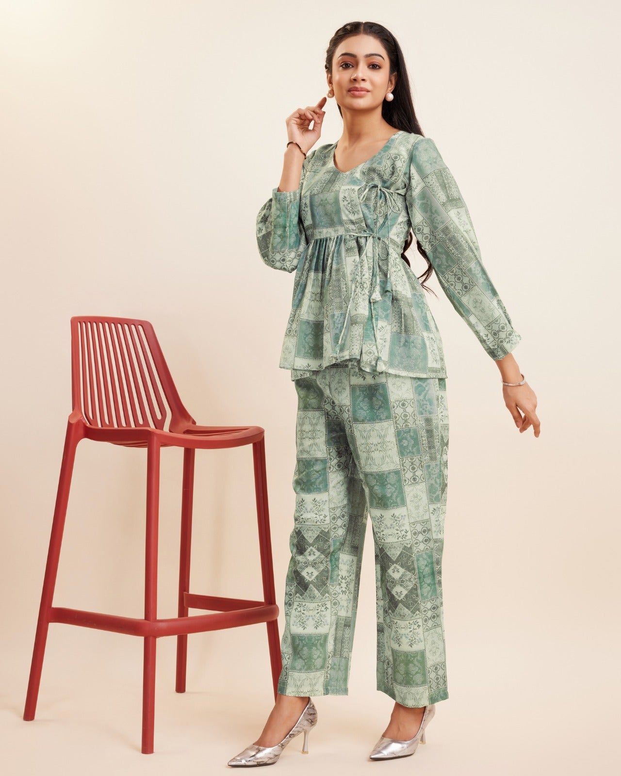 Angrakha Style Printed Top and Pant set