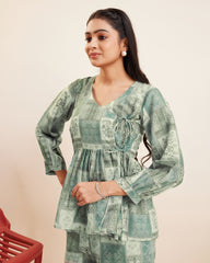 Angrakha Style Printed Top and Pant set