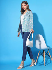 Women's Jompers Regular Fit Single Breasted Blazer, Light Blue