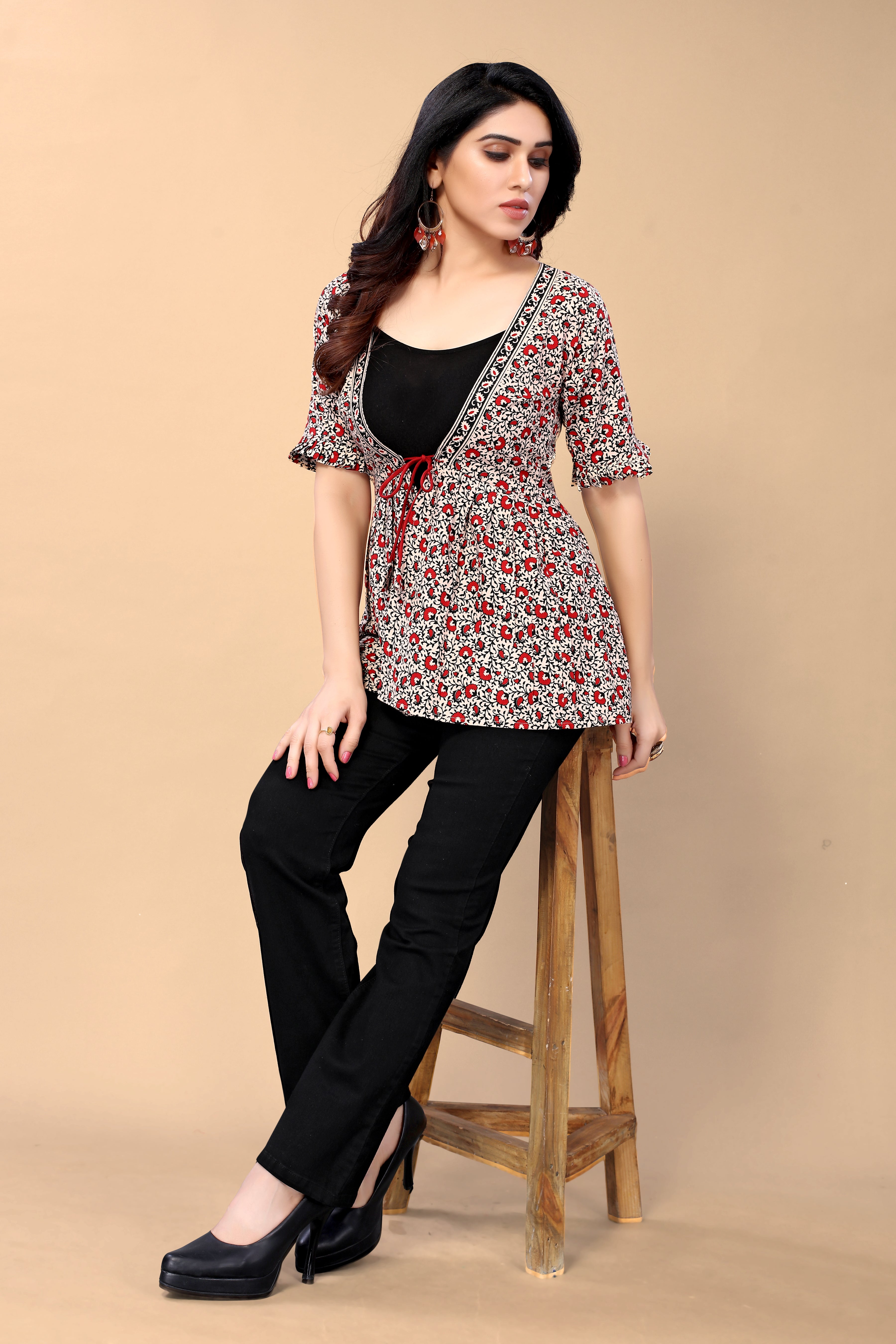 Women's Floral Printed V-Neck Shrug | Ethnic Jacket