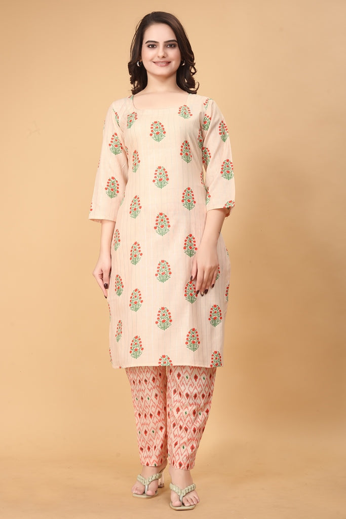 Printed Women Cotton Kurta Set