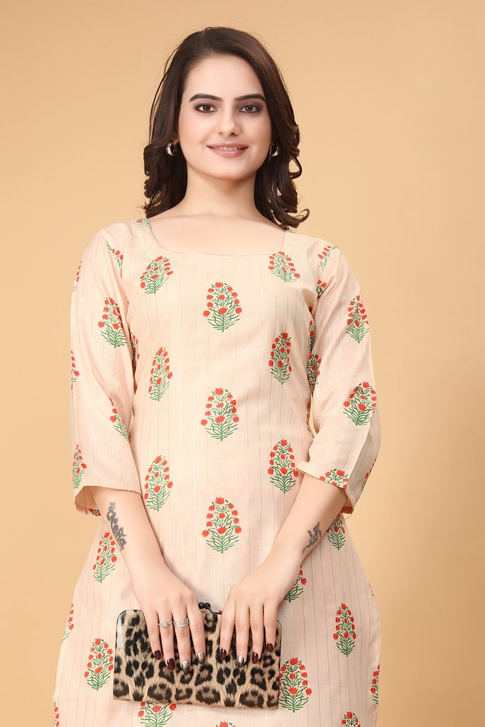 Printed Women Cotton Kurta Set