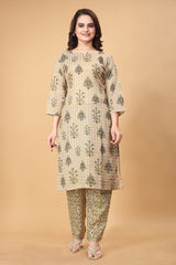 Printed Women Cotton Kurta Set