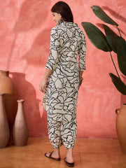 Women Women Printed Shirt Collar Neck Kurta With Trouser Set