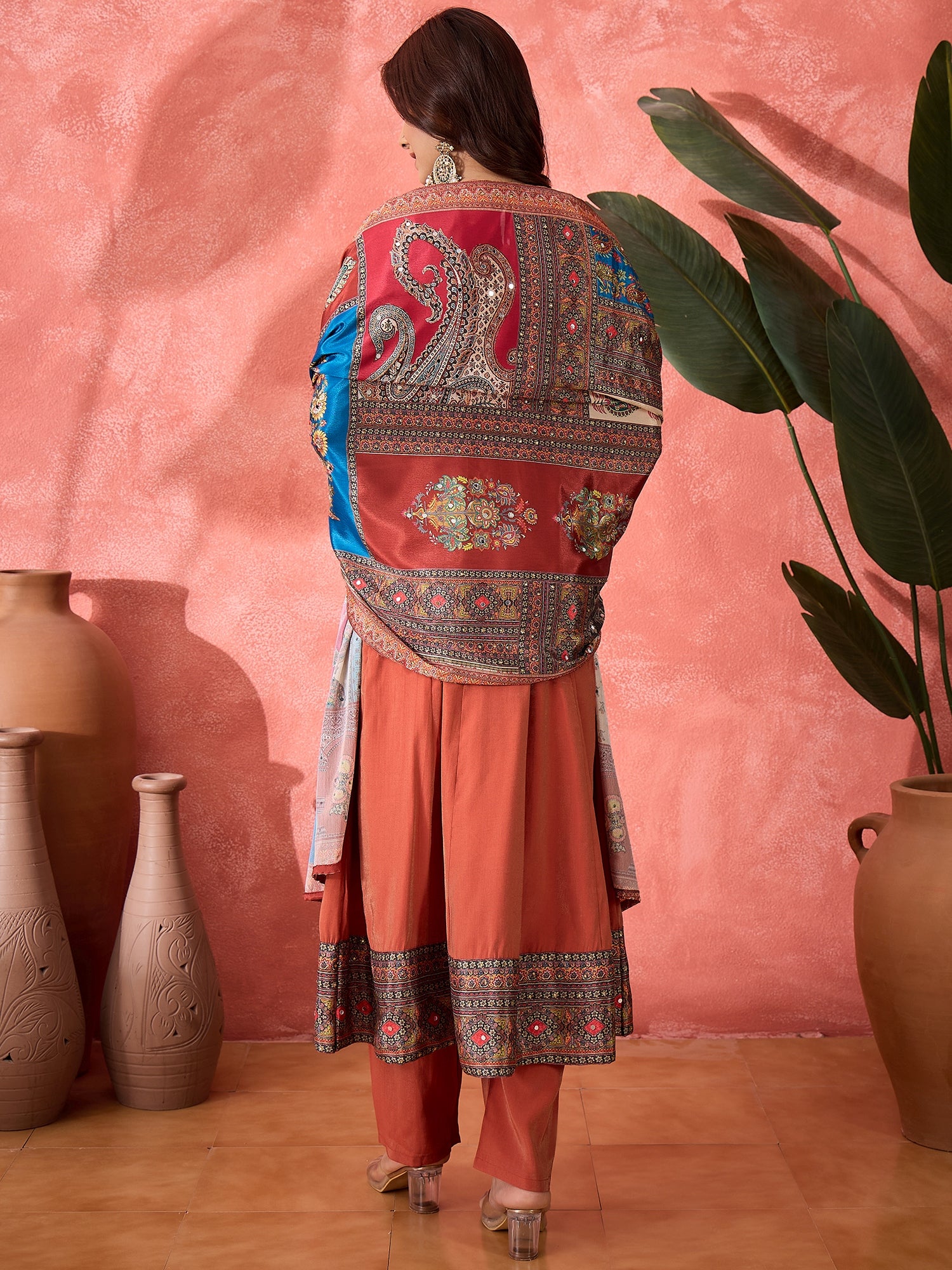 Women Floral Embroidered Straight Kurta with Trousers & Dupatta