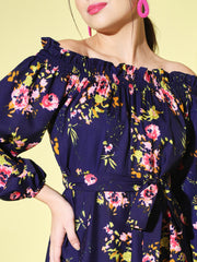 Women's One Piece Floral Print off Shoulder Jumpsuit