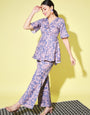 Women's Top with Pant Botnical Printed Co-ord Set