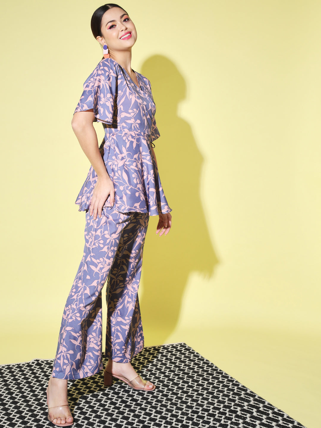 Women's Top with Pant Botnical Printed Co-ord Set