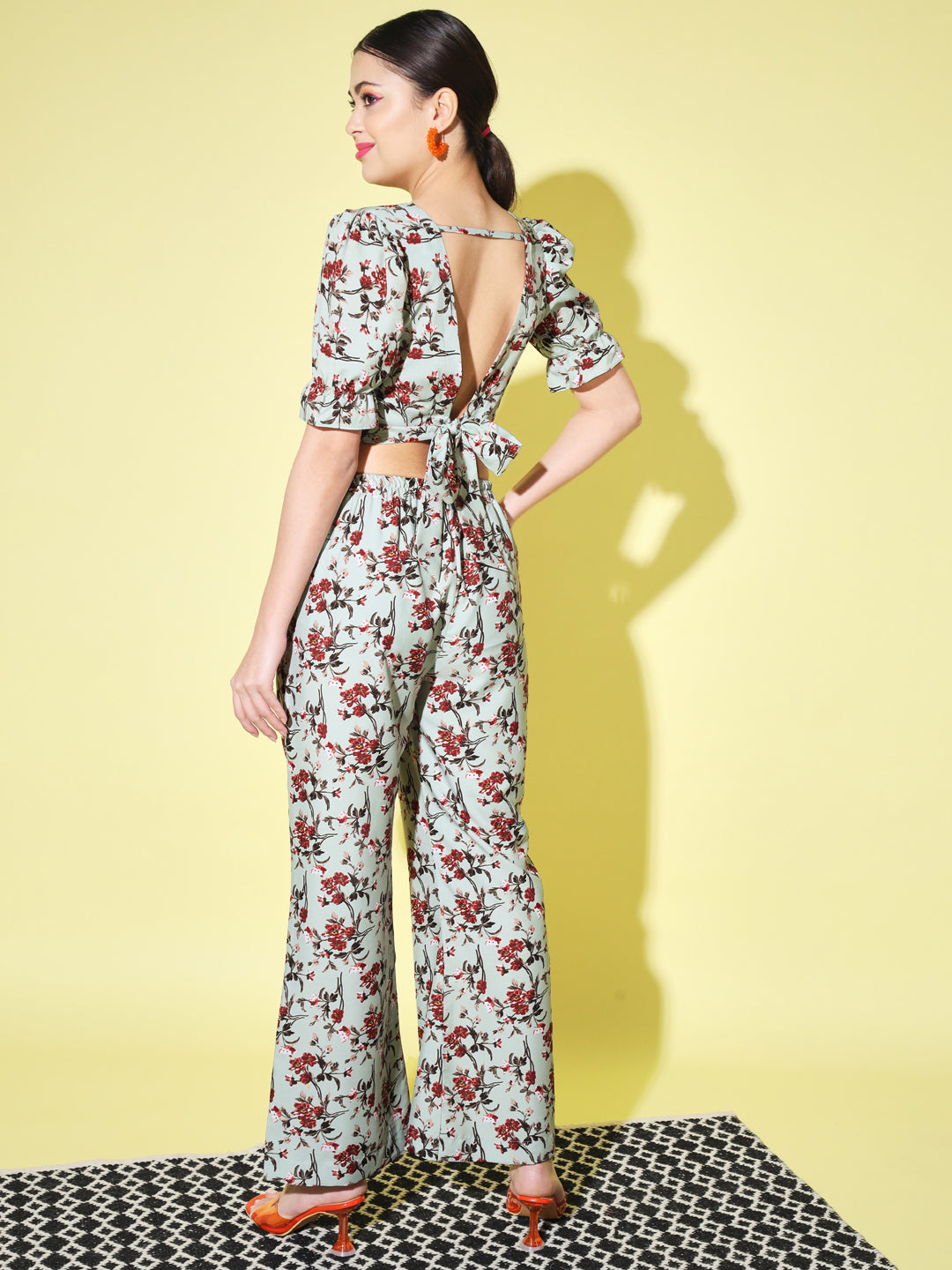 Women's Top with Pant Botnical Printed Co-ord Set