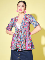 Women's Floral Printed V-Neck Shrug