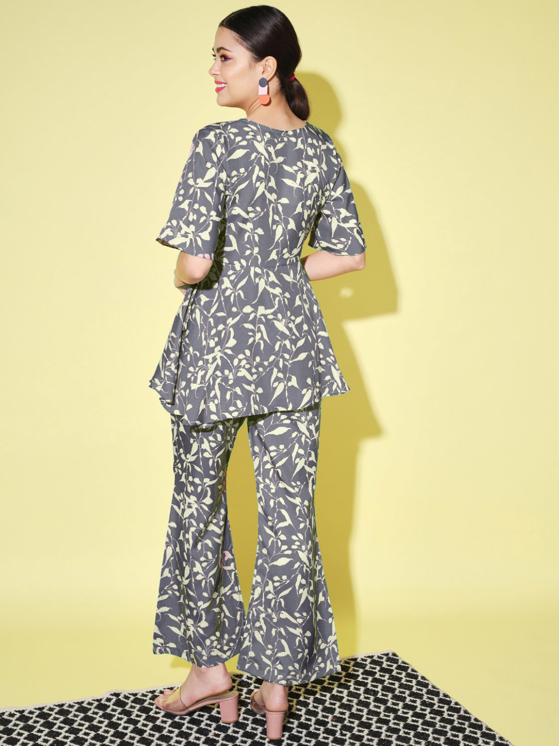 Women's Top with Pant Botnical Printed Co-ord Set