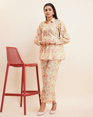 Floral printed Peplum style Kurti and Pant set