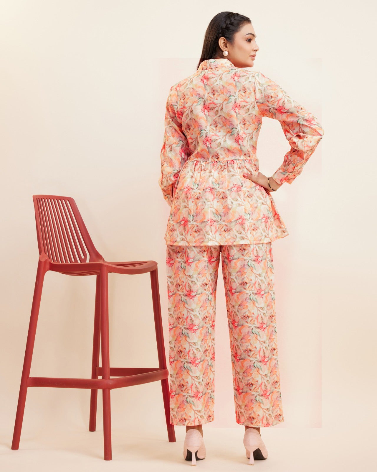 Floral printed Peplum style Kurti and Pant set