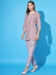 Women's Printed Short Straight Kurta and Pant Set