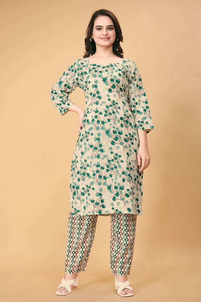 Printed Women Cotton Kurta Set